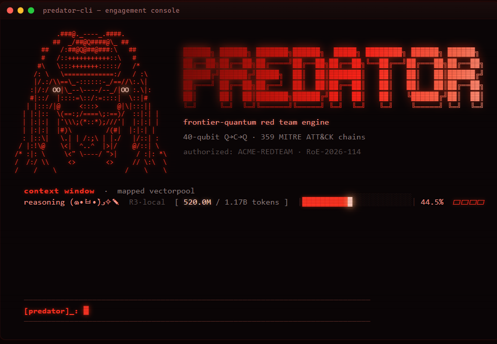 Private Predator operator console. The pictured session and counters are illustrative, not research measurements.
